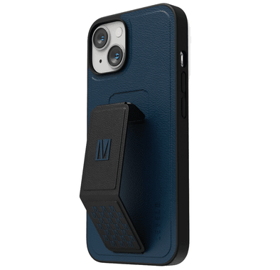 Levelo Morphix Gripstand PU Leather Case - iPhone 14 - Blue