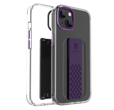Levelo Graphia IMD Clear Case with Extra Grip Bumper Protection iPhone 14 Compatibility - Purple