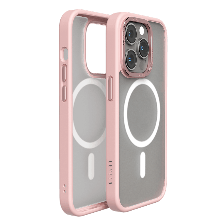 Levelo Magsafe Compatibility Kayo Matte Back Case Protective iPhone 14 Pro Compatibility - Matte Clear/Pink