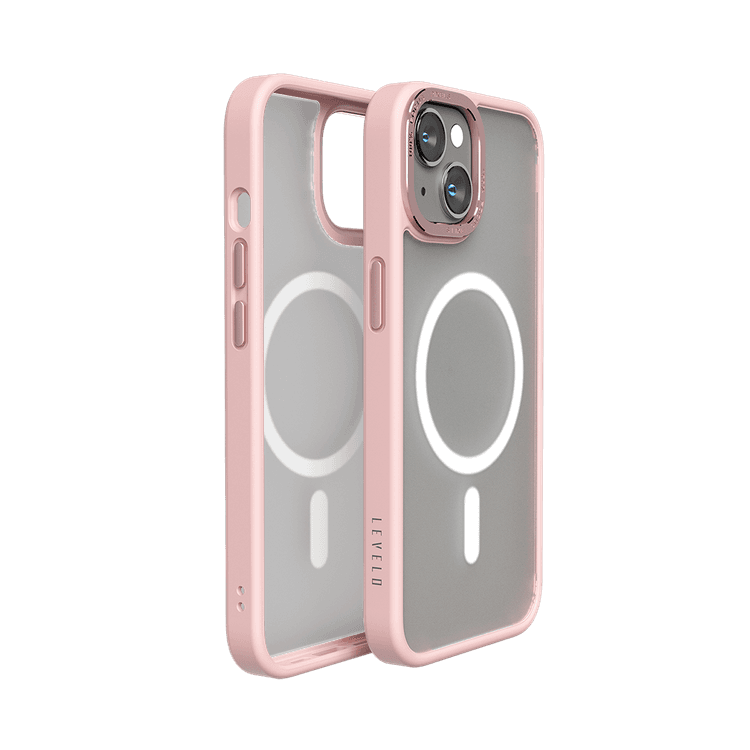 Levelo Magsafe Compatibility Kayo Matte Back Case Protective iPhone 14 Compatibility - Matte Clear/Pink