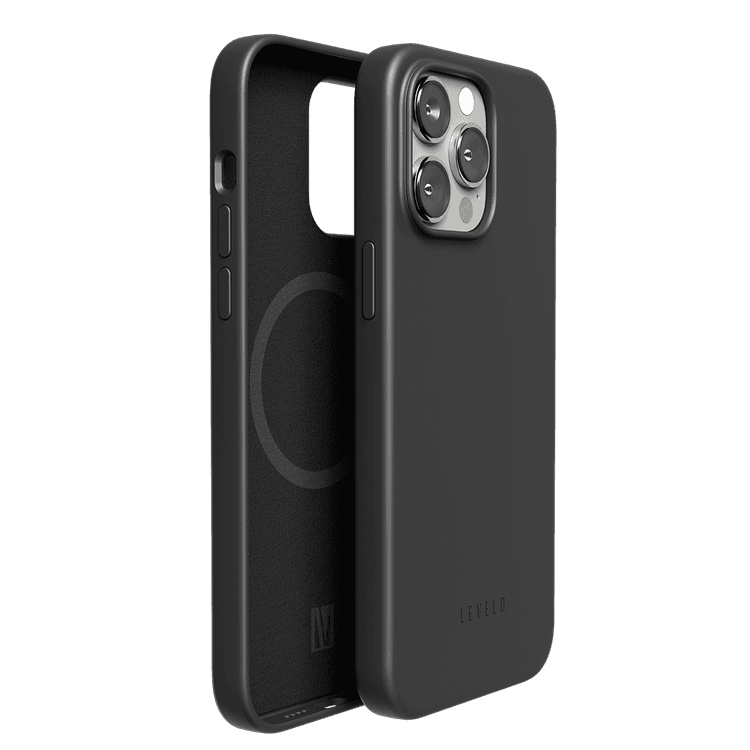 Levelo Iris Magsafe Compatibility Liquid Silicone Case iPhone 14 Pro Max Compatibility - Black