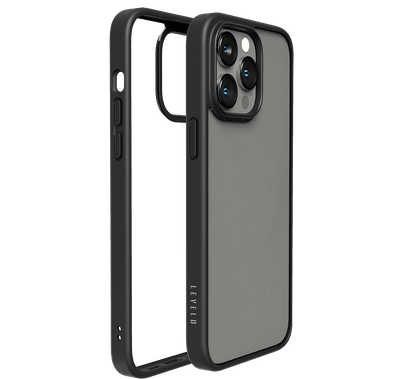 Levelo Solo Clear Back Case iPhone 14 Pro Max Compatibility - Black