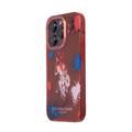USPA PC/TPU Case with Splatter Pattern & Horse Logo iPhone 14 Pro Max Compatibility - Red