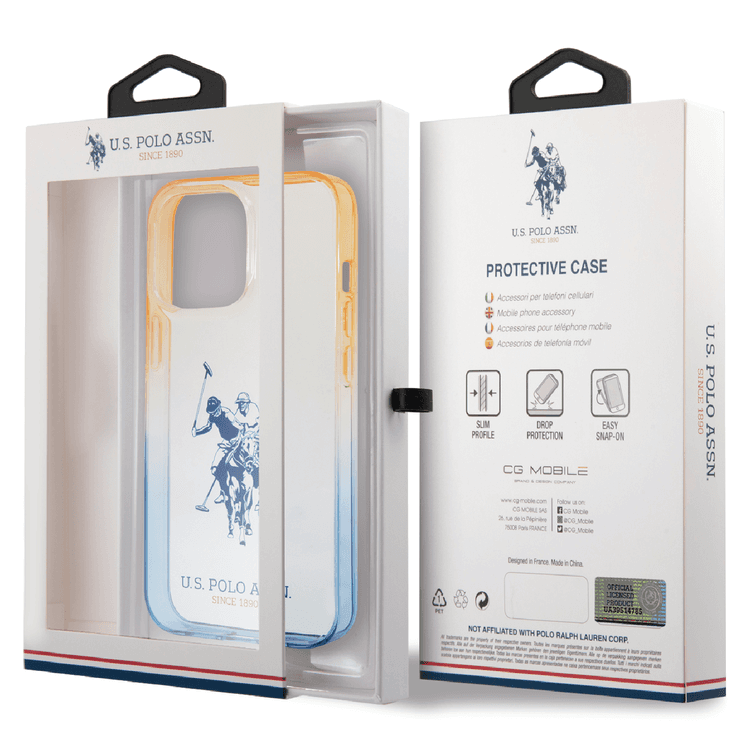 USPA PC/TPU Case with Dyed Bumper & Horse Logo iPhone 14 Pro Compatibility - Navy