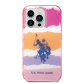 USPA PC/TPU Case with Blurred Stripes & Horse Logo iPhone 14 Pro Compatibility - Pink