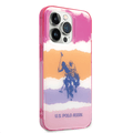 USPA PC/TPU Case with Blurred Stripes & Horse Logo iPhone 14 Pro Compatibility - Pink