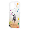 USPA PC/TPU Gradient Case with Splattered Pattern & Horse Logo iPhone 14 Pro Compatibility - Orange