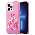 USPA PC/TPU Transparent Case with Graffiti Logo iPhone 14 Pro Max Compatibility - Pink