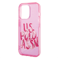 USPA PC/TPU Transparent Case with Graffiti Logo iPhone 14 Pro Max Compatibility - Pink