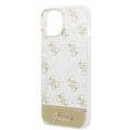 Guess IML Case With Electroplated 4G Pattern & Bottom Stripe Script Logo Compatible with iPhone 14 Plus - Gold