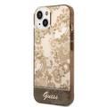 Guess PC/TPU IML Case with Double Layer Electroplated Camera Outline & Toile De Jouy iPhone 14 Compatibility - Ochre