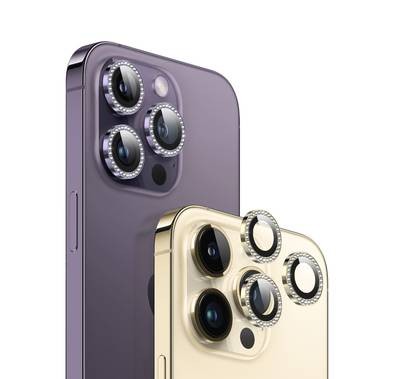 Green Lion Diamond Camera Lens Compatible with iPhone 14 / 14 Plus - Purple