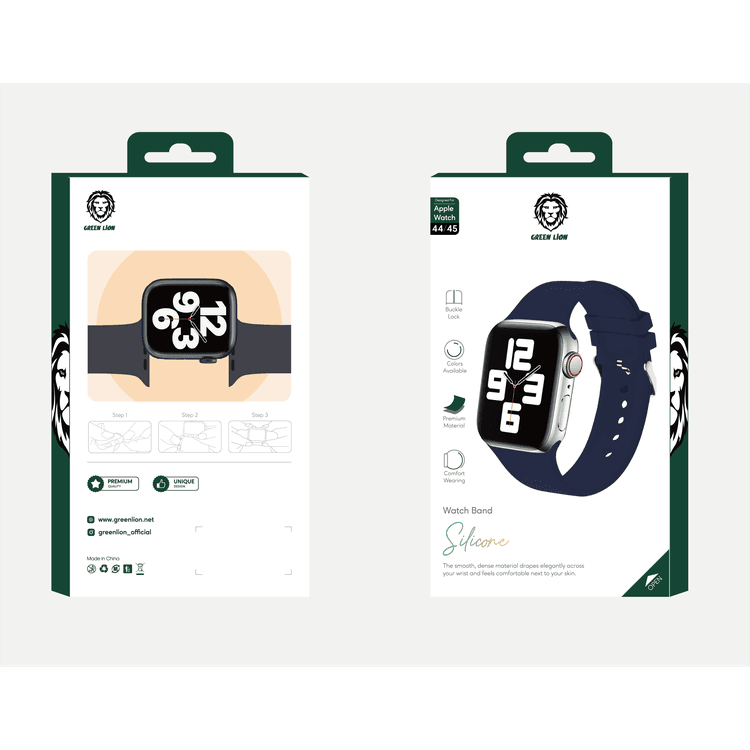 Green Lion Silicone Band with Buckle 42/44/45mm - Midnight Blue