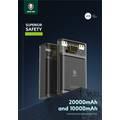 Green Lion Super Fast Transparent Power Bank 20000 mAh ( QC 22.5W + PD 20W ) - Black