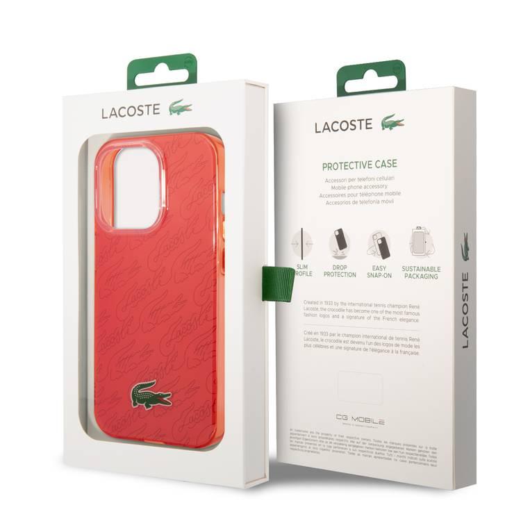 Lacoste Hard Case IML Double Layer & Dyed Bumper Signature Pattern Compatible with iPhone 14 Pro - Red