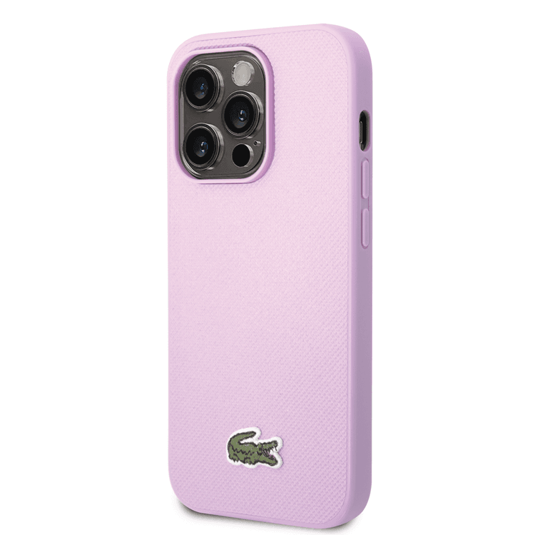 Lacoste Hard Case Iconic Petit Pique PU Woven Logo Estragon Compatible with iPhone 14 Pro Max - Parme