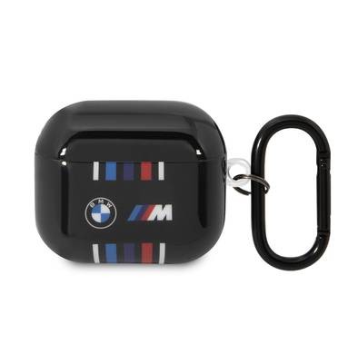 BMW M Collection Airpods Cases TPU Colored Multiple Lines And Logo Printed Glossy Compatible with Airpods 3 - Black