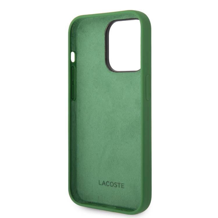 Lacoste Hard Case Liquid Silicone / Microfiber Patchwork B, Compatible with iPhone 14 Pro - Green