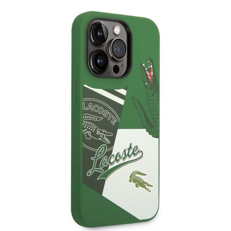 Lacoste Hard Case Liquid Silicone / Microfiber Patchwork B, Compatible with iPhone 14 Pro - Green
