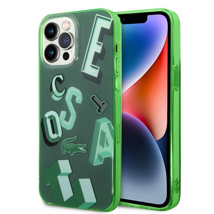 Lacoste Hard Case IML Double Layer & Dyed Bumper Lettrines Compatible with iPhone 14 Pro Max - Green