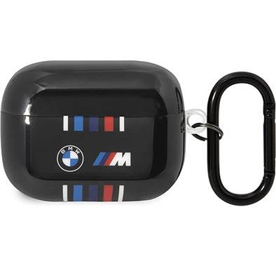 BMW M Collection Airpods Cases TPU Colored Multiple Lines And Logo Printed Glossy Compatible with Airpods 1/2 - Black