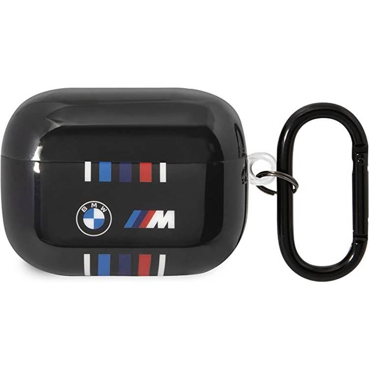 BMW M Collection Airpods Cases TPU Colored Multiple Lines And Logo Printed Glossy Compatible with Airpods 1/2 - Black