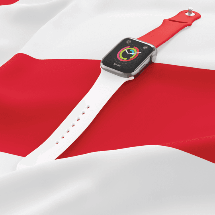 Porodo Lifestyle World Cup Series Silicone Strap Compatible with Watch Strap size 42/44/45mm - White/Red (ENG)