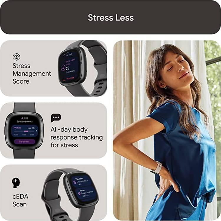 Fitbit Sense2 Fitness Wristband Heart Rate Tracker - Shadow Grey/Graphite Aluminum