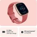 Fitbit Versa 4 Fitness Aluminum Wristband with Heart Rate Tracker - Pink Sand/Copper Rose Aluminum