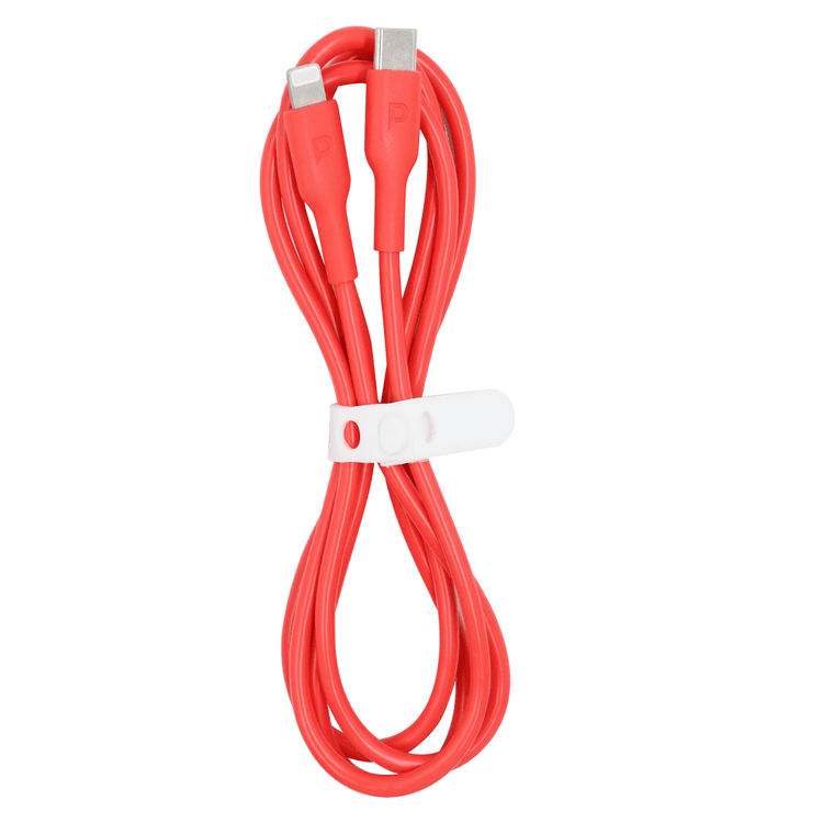 Powerology Type-C To Lightning Cable PD 20W, Fast Data Sync And Charge, Universal Compatibility - Red