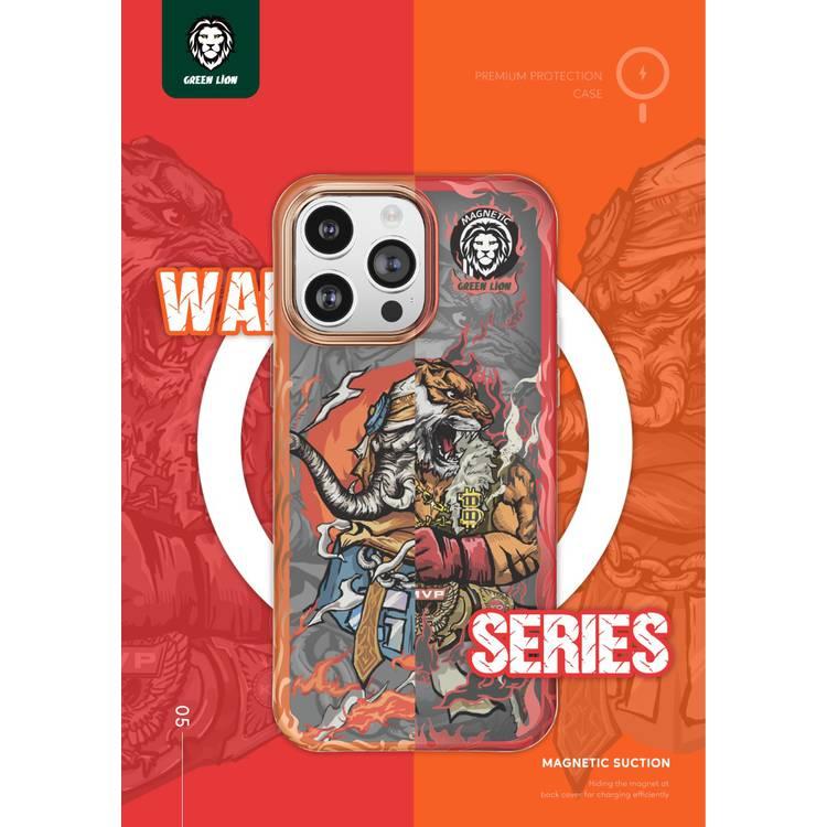 Green Lion Magnetic Warrior Case iPhone 14 Pro  - Red