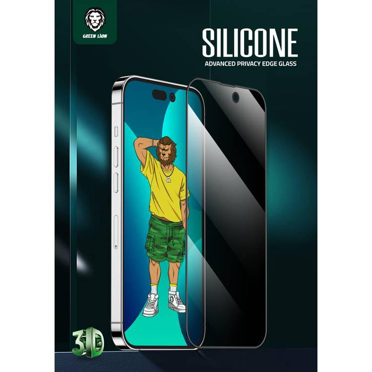 Green Lion 3D Silicone Privacy HD Glass Screen Protector Compatible with iPhone 14 Plus - Black
