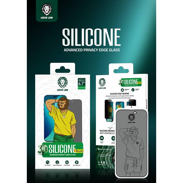 Green Lion 3D Silicone Privacy HD Glass Screen Protector Compatible with iPhone 14 Plus - Black