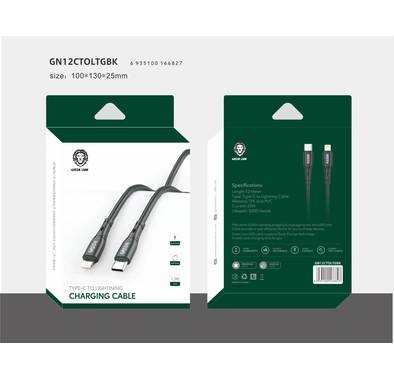 Green Lion 20W Type-C To Lightning Charging Cable  (1.2m) - Black