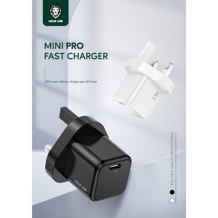 Green Lion Mini Pro Fast PD GaN Charger 33W UK - White