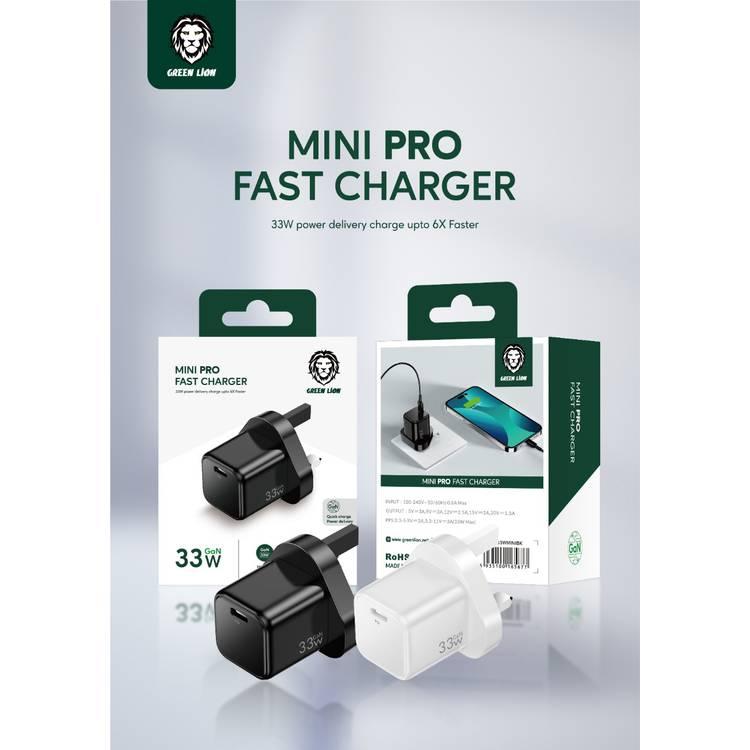 شاحن Green Lion Mini Pro Fast PD GaN 33W UK - أبيض