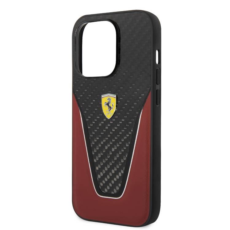 Ferrari Carbon Fiber and Leather Case Aperta  iPhone 14 Pro Max - Red