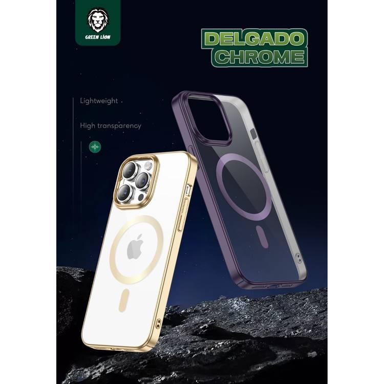 جراب Green Lion Delgado Chrome Magsafe لهاتف iPhone 14 Pro - أرجواني