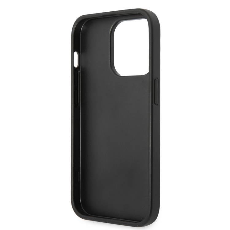 Ferrari Genuine Leather Case Perforated and Bottom Contrasted Line iPhone 14 Pro - Black