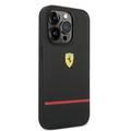 Ferrari Genuine Leather Case Perforated and Bottom Contrasted Line iPhone 14 Pro - Black
