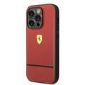 Ferrari Genuine Leather Case Perforated and Bottom Contrasted Line iPhone 14 Pro - Red