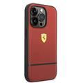 Ferrari Genuine Leather Case Perforated and Bottom Contrasted Line iPhone 14 Pro - Red