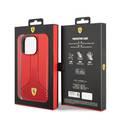 Ferrari PU Leather Smooth And Perforated Case iPhone 14 Pro - Red