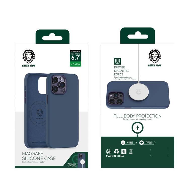 جراب Green Lion MagSafe سيليكون لهاتف iPhone 14 Pro - أسود