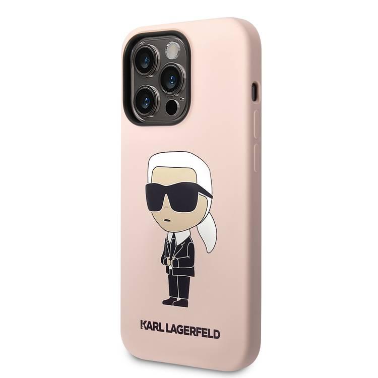 جراب Karl Lagerfeld من السيليكون السائل Ikonik NFT Logo iPhone 14 Pro - القرنفل