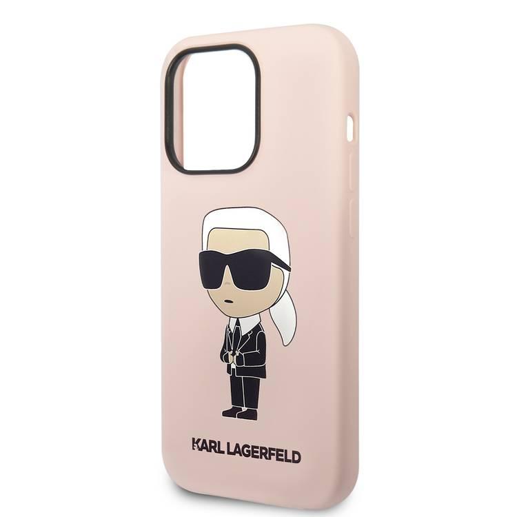 جراب Karl Lagerfeld من السيليكون السائل Ikonik NFT Logo iPhone 14 Pro - القرنفل