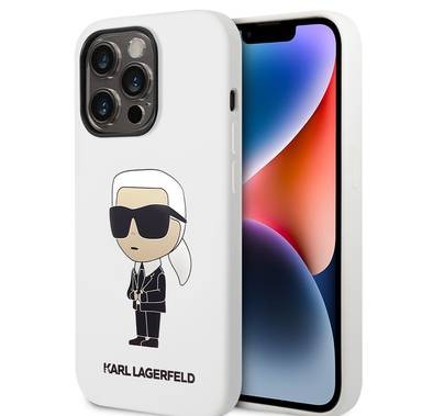 Karl Lagerfeld Magsafe Liquid Silicone Case With Ikonik NFT Logo iPhone 14 Pro Max - White