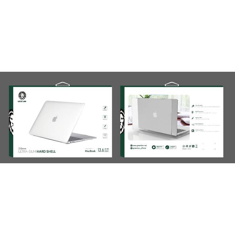Green Lion Ultra-Slim Hard Shell Case 2.0mm for Macbook Air 13.6  2022 M2 - Clear - صافي