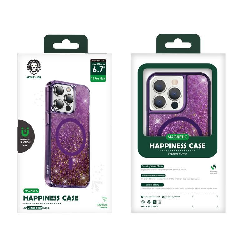 Green Lion Magnetic Happiness 3D Glitter Resin Case for iPhone 14 - Green