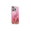 Green Lion Magnetic Happiness 3D Glitter Resin Case for iPhone 14 Pro Max - Pink